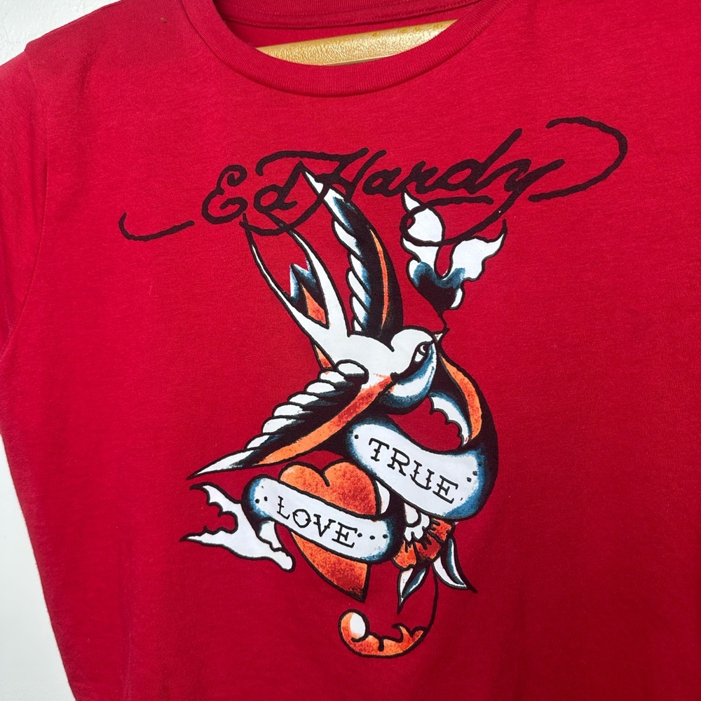 Ed Hardy True Love Swallow Graphic Crop Tee - Picture 8 of 13